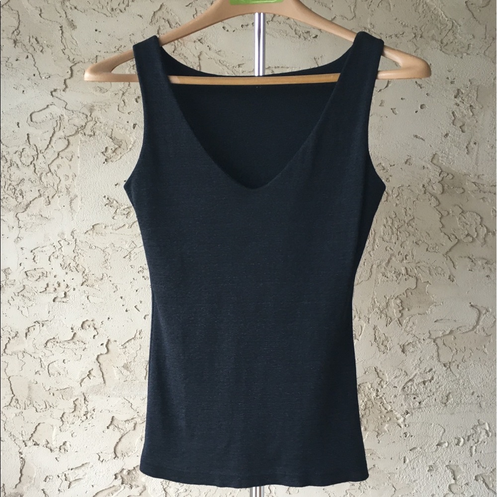 Michael Stars Black Metallic V Neck  Sleeveless